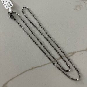 Black Rhodium and Sterling Silver 925 faceted link Chain Necklace 18”